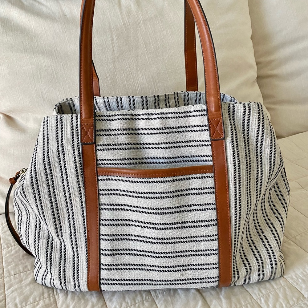 Street Level Striped Canvas Tote